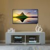 Basicwise White Entertainment TV Stand with LED Lights and Glass Shelves with UV Frame QI004417L